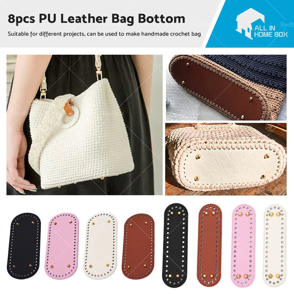 8X PU Leather Bag Bottom Oval for Knitting Crochet Accessories