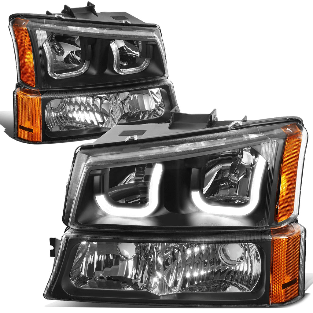 J-Halo LED DRL Headlights w/ Bumper Lamps for Chevy Silverado (2003–2007)
