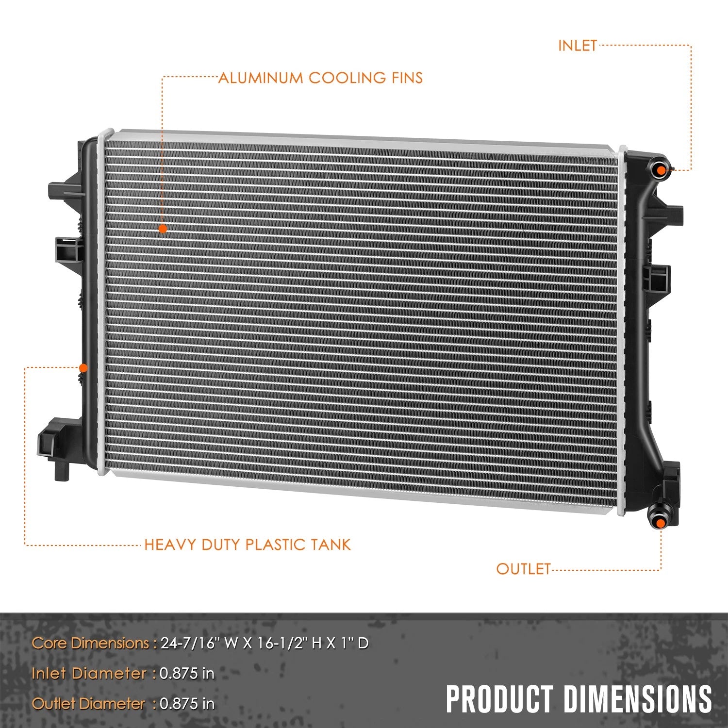 Cooling Radiator DPI-13617 for VW E-Golf Jetta 1.4T (2015–2020)
