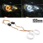 100MM White Amber Switchback LED Halo Rings for Car Headlight Retrofit