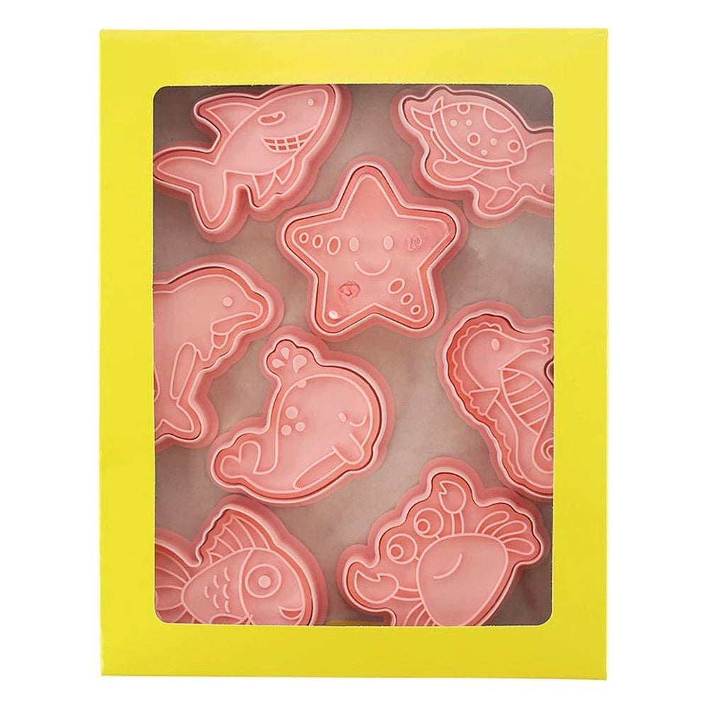Set of 8 Marine Animal Cookie Cutters for Baking