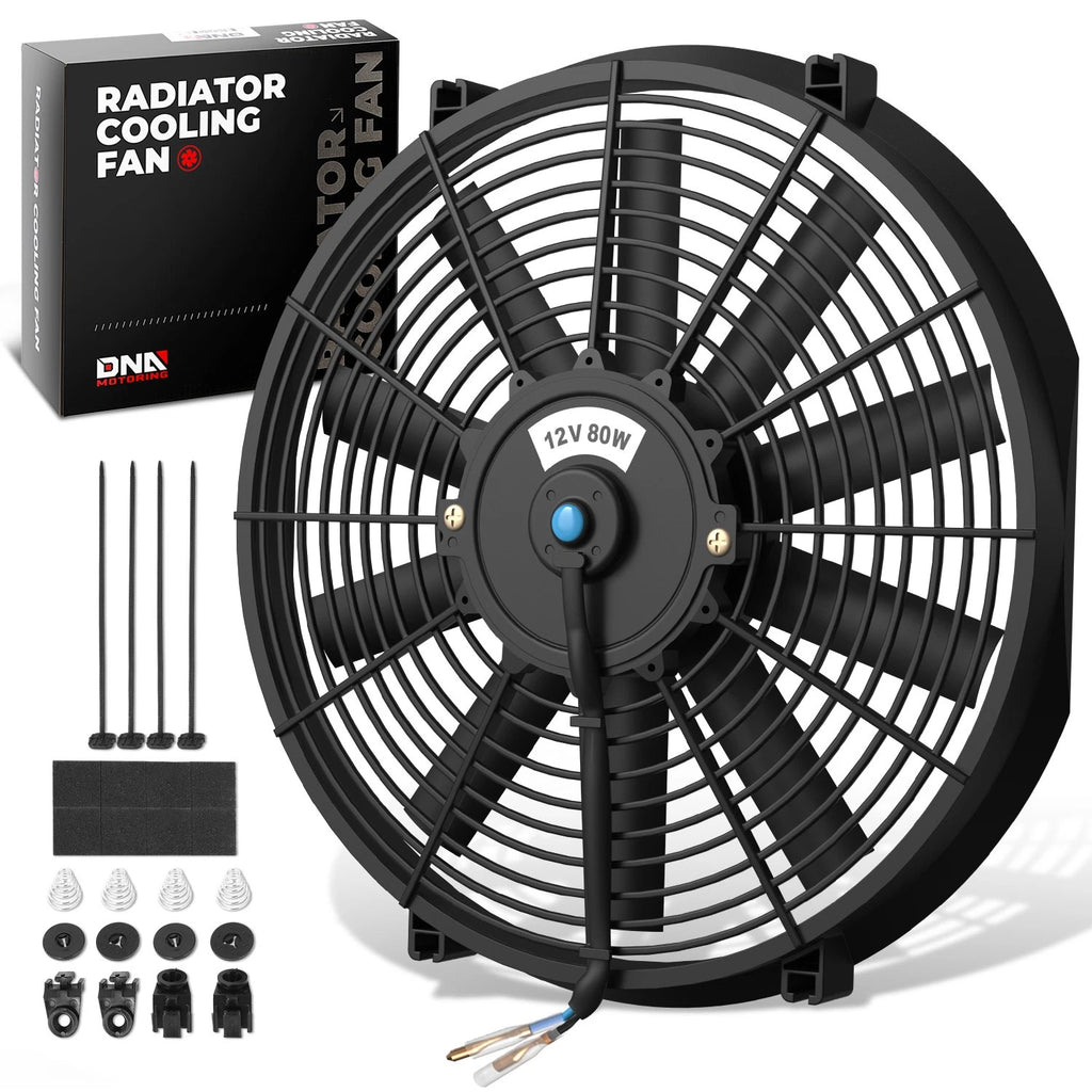 16" Black Slim Electric Reversible Radiator Cool Fan for Universal Fit
