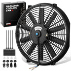 16" Black Slim Electric Reversible Radiator Cool Fan for Universal Fit