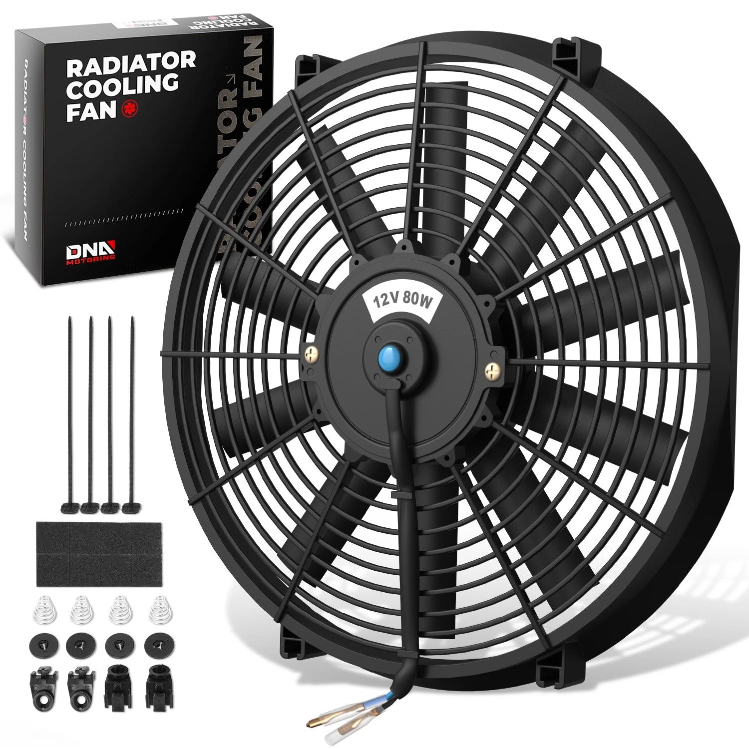 16" Black Slim Electric Reversible Radiator Cool Fan for Universal Fit