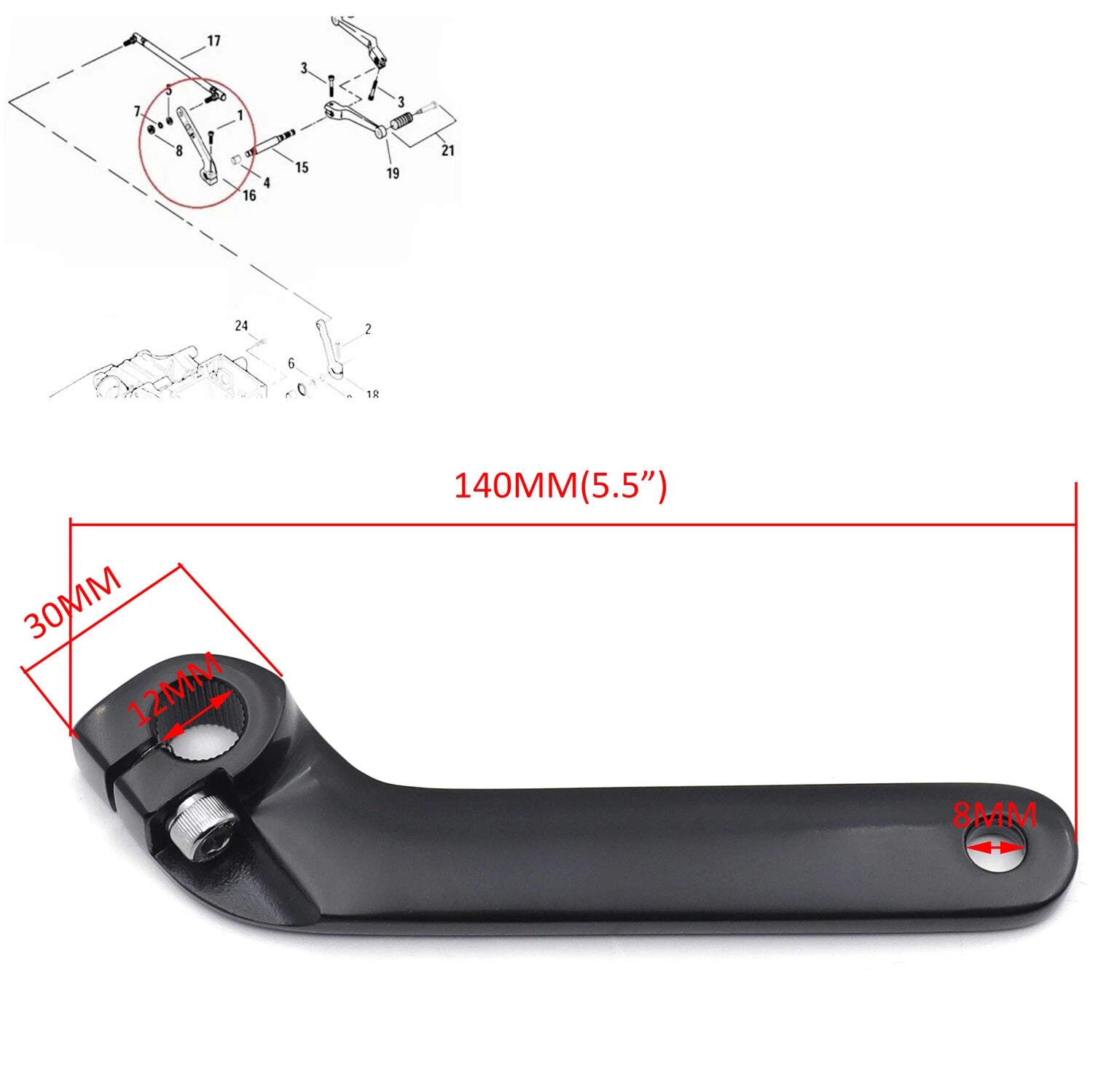 Adjustable Inner Shift Rod Lever for Harley FLT/Road Glide FLTRX (1982–2018)