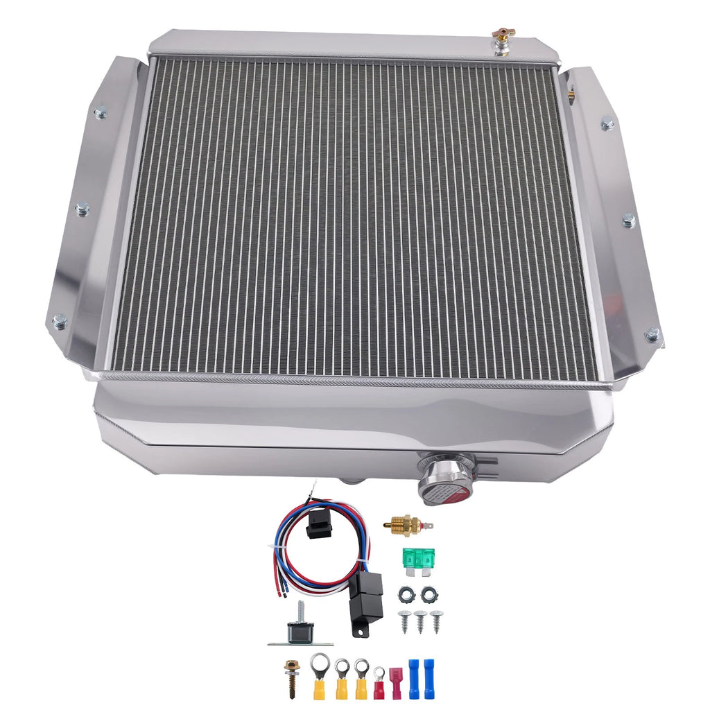 3-Row Aluminum Engine Radiator for Chevrolet 3100 (1955–1959) w/ Shroud Fan Kit