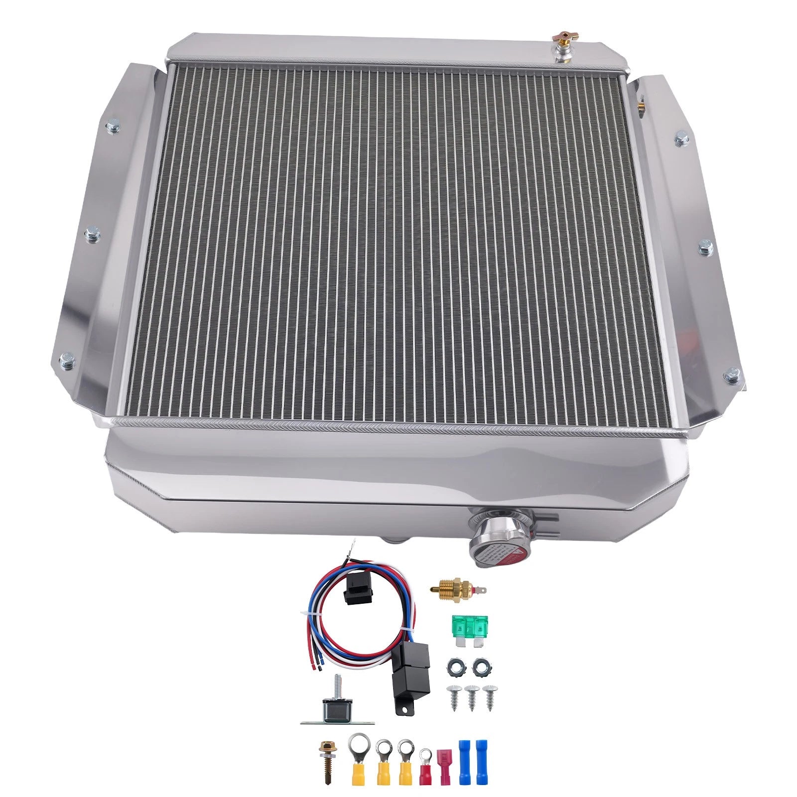 3-Row Aluminum Engine Radiator for Chevrolet 3100 (1955–1959) w/ Shroud Fan Kit