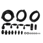 Power Steering Oil Line Kit -6AN -10AN Black Universal Remote Reservoir Fitting