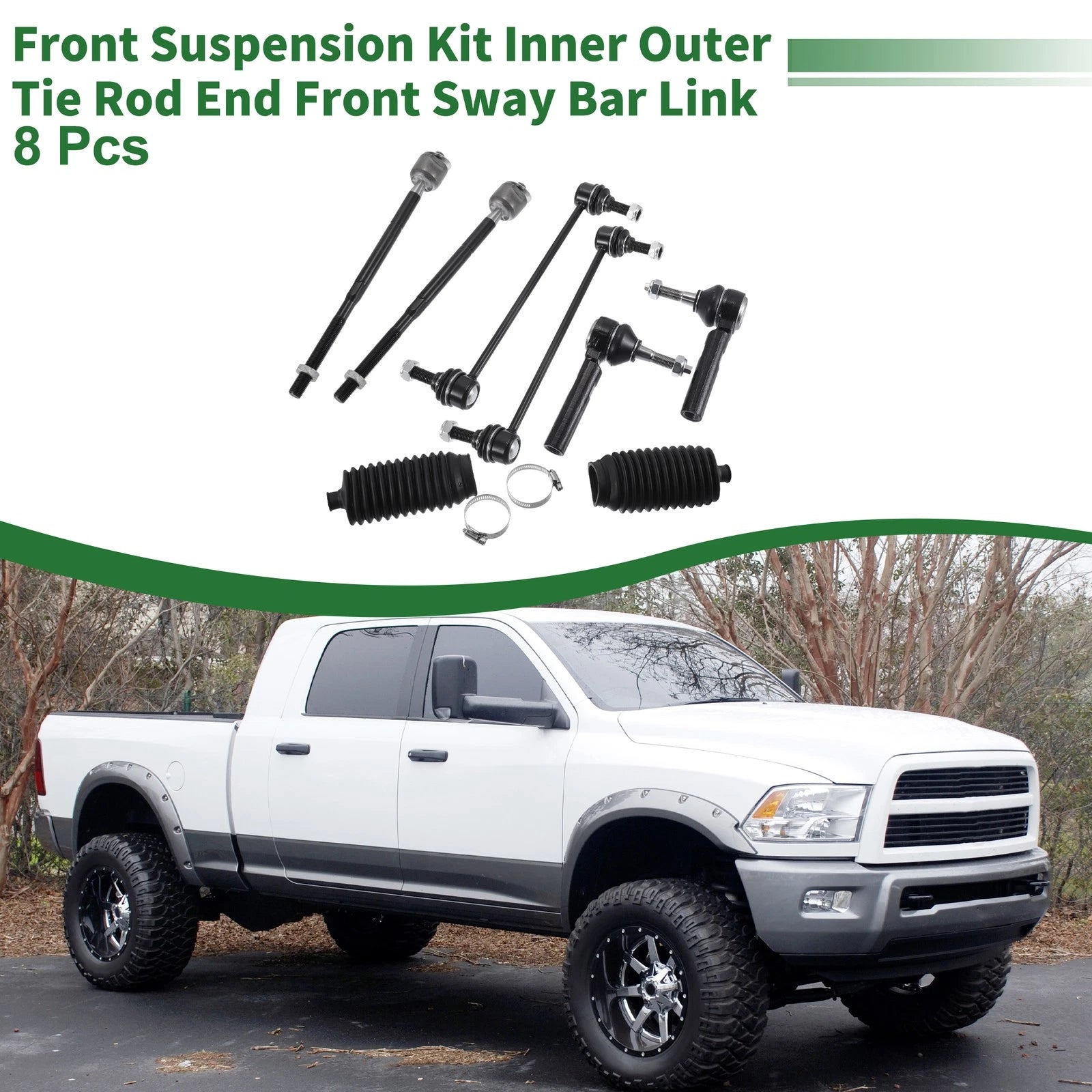 8pcs Front Suspension Kit Tie Rod End Sway Bar Link for Dodge Journey (2009–2020)