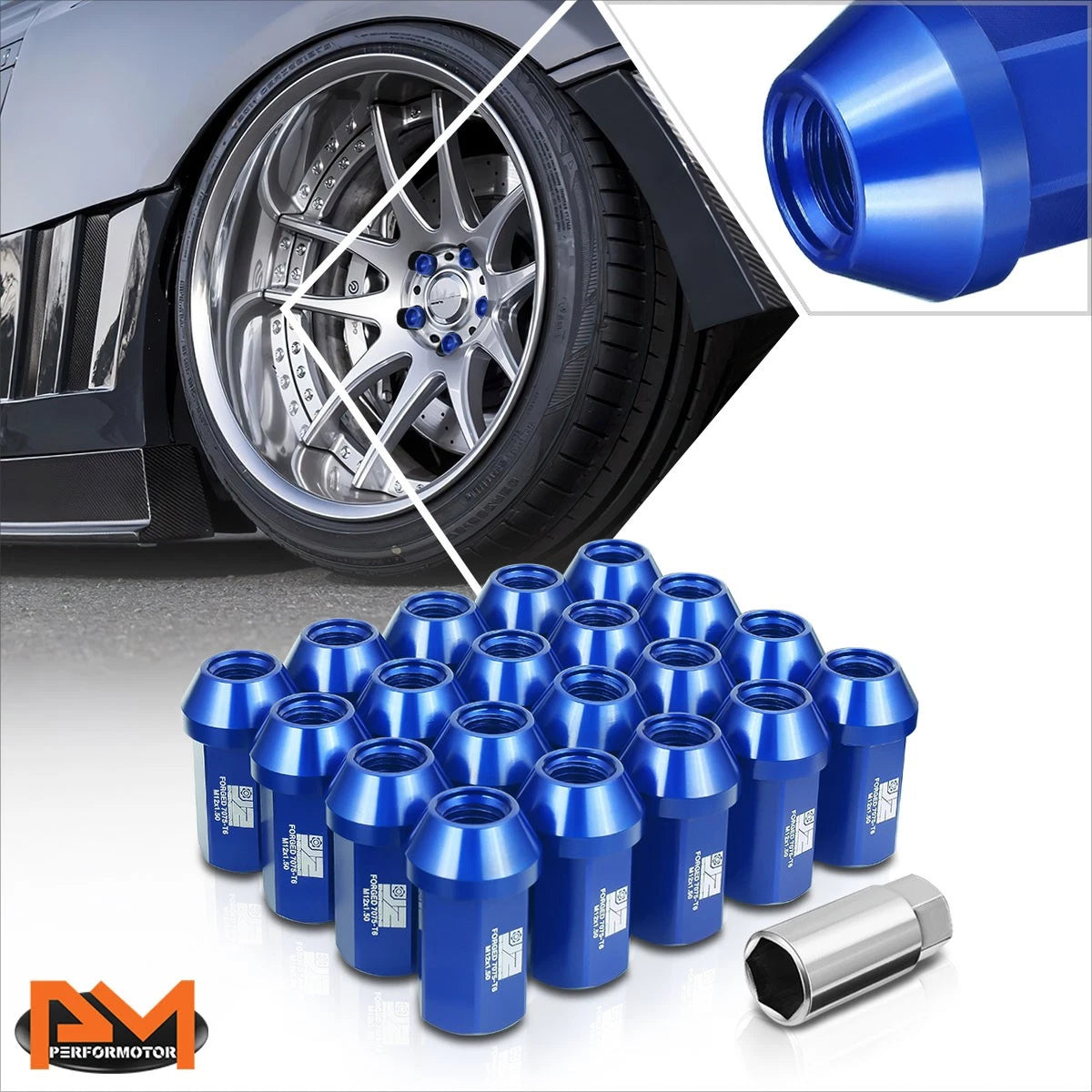 20Pcs M12x1.5 Closed End Acorn Lug Nuts 42mm for Universal Fit