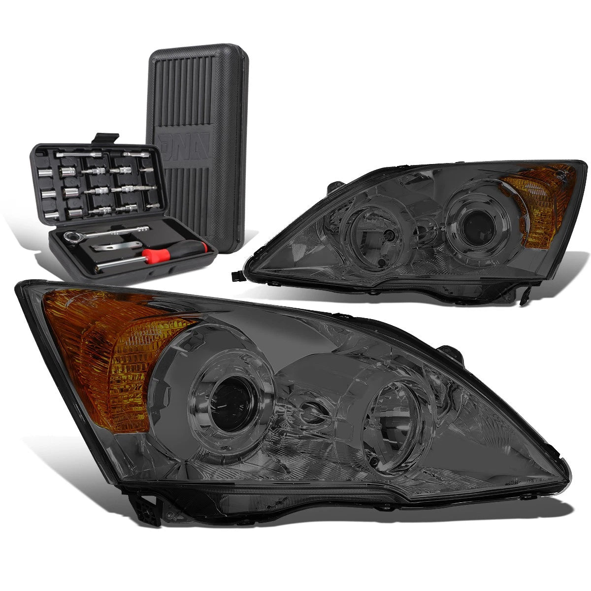 Smoked/Amber Signal Projector Headlight Lamps for Honda CR-V (2007–2011)