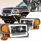 3D LED DRL Switchback Turn Signal Headlights for GMC Sierra (1999–2007)