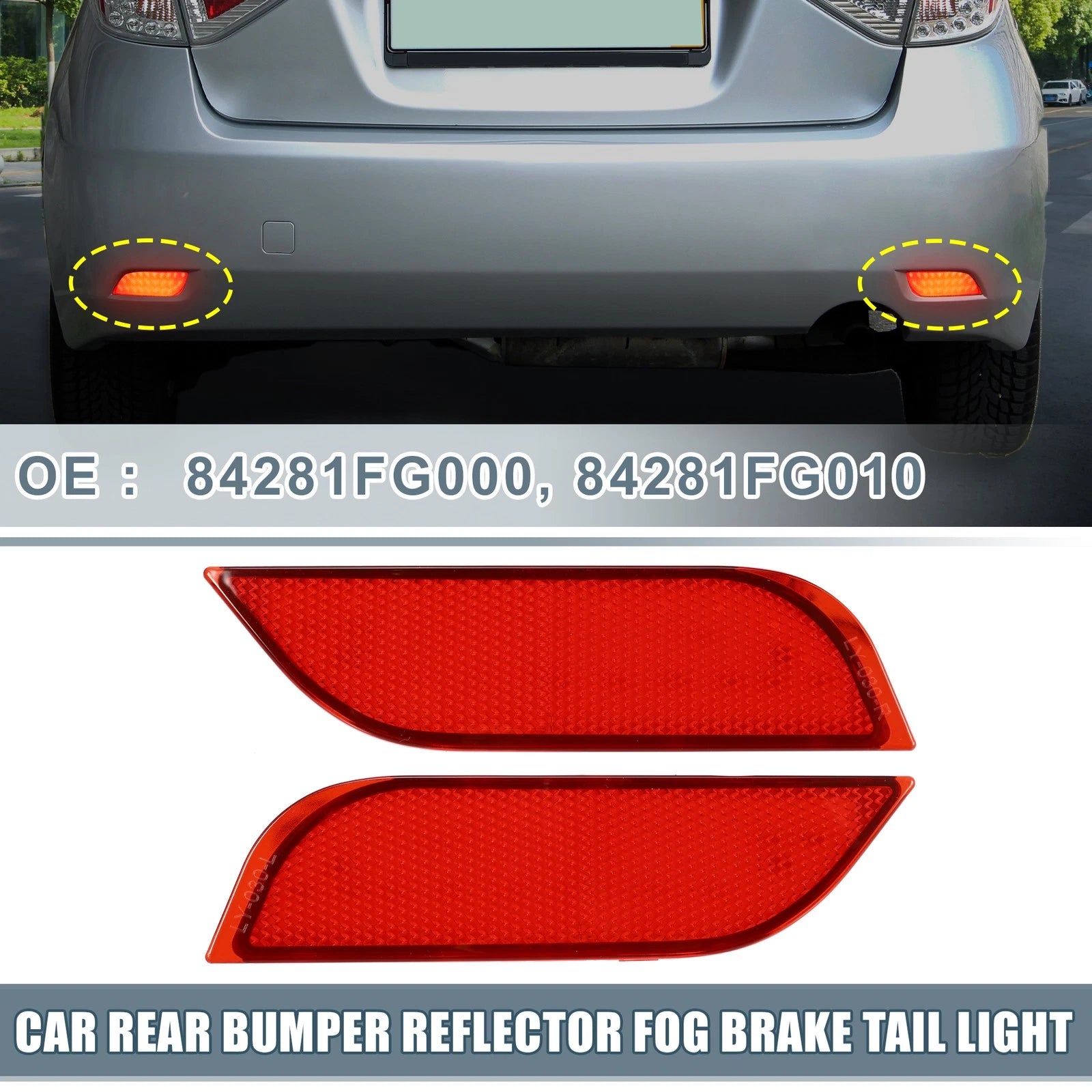 2X Rear Bumper Reflector LED Brake Tail Light 84281FG000 for Subaru Impreza (2017–2021)