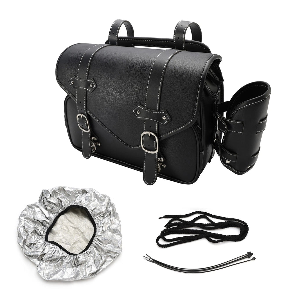 Pu Side Tail Bag Saddlebag for Scooter Motorcycle (Color Matching, Black)
