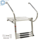 3 Step Stainless Steel Telescoping Boat Ladder with Platform and Handrails