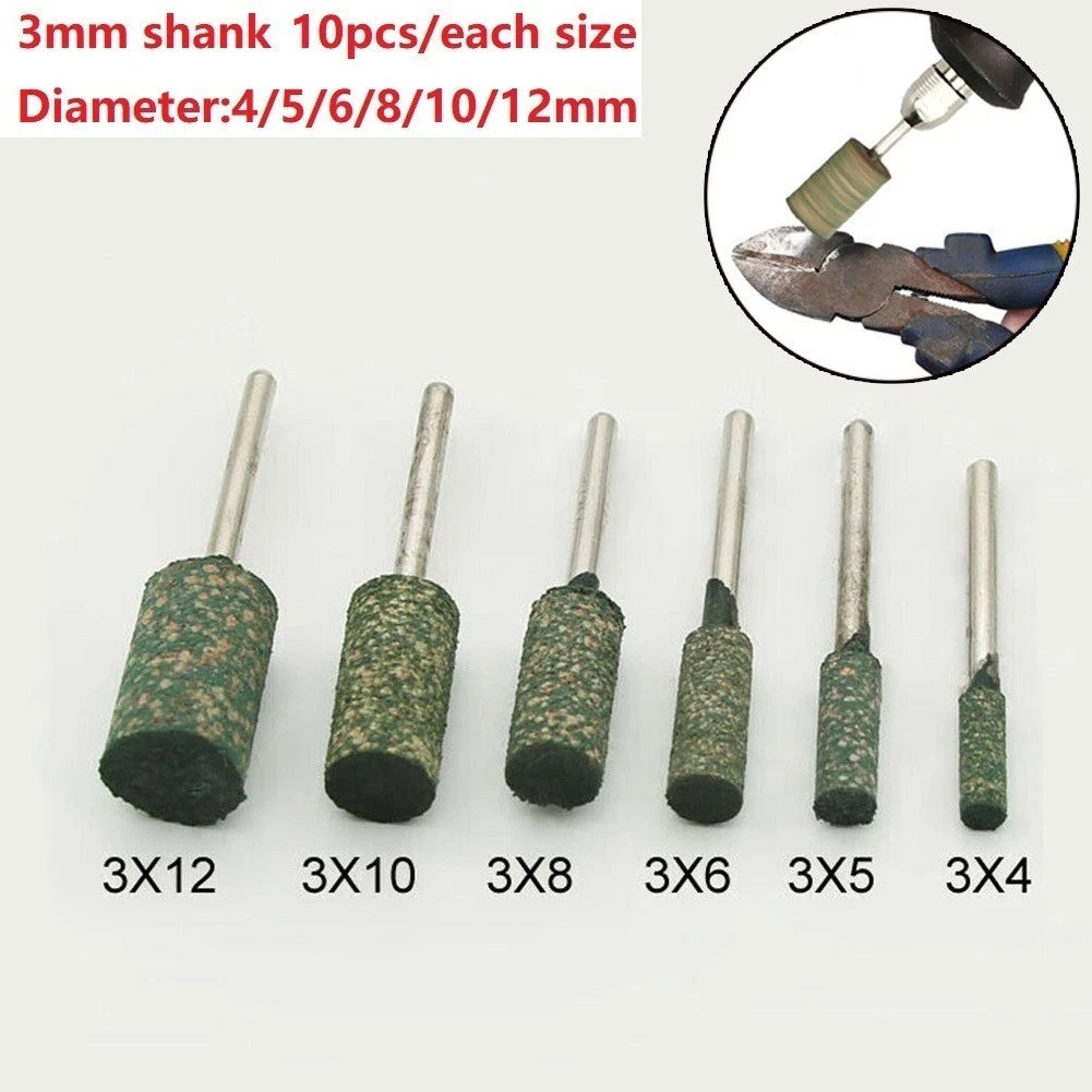 Rubber Polishing Burrs Set of 4 with 1/8 Inch Shank (4-12mm, 50mm Length)
