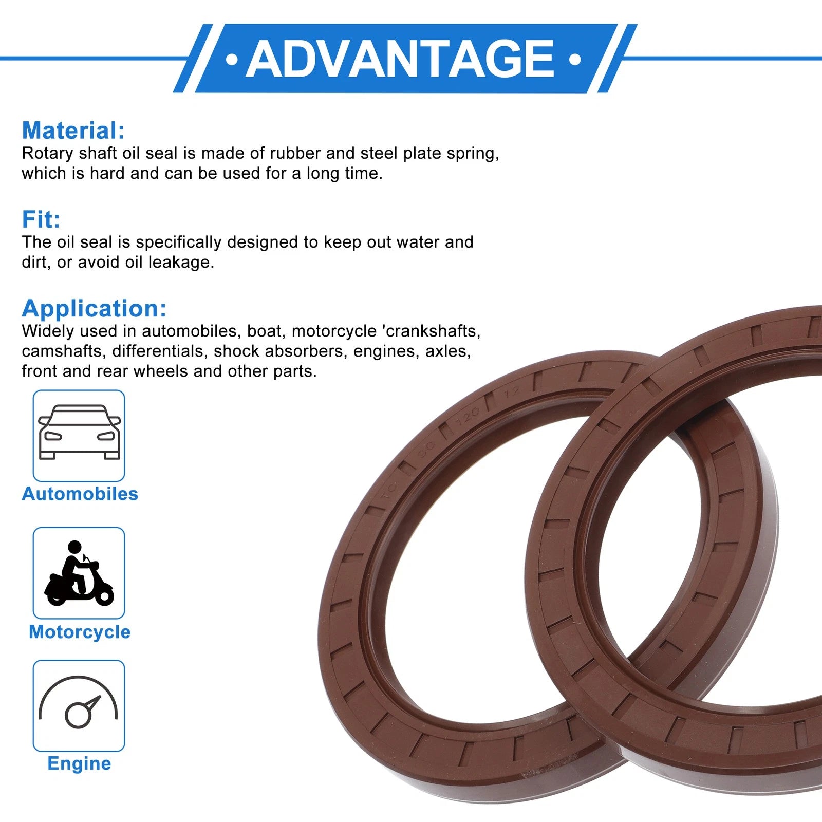 2X Oil Seal Rotary Shaft Seal FKM Rubber 90x120x12mm for Various Models