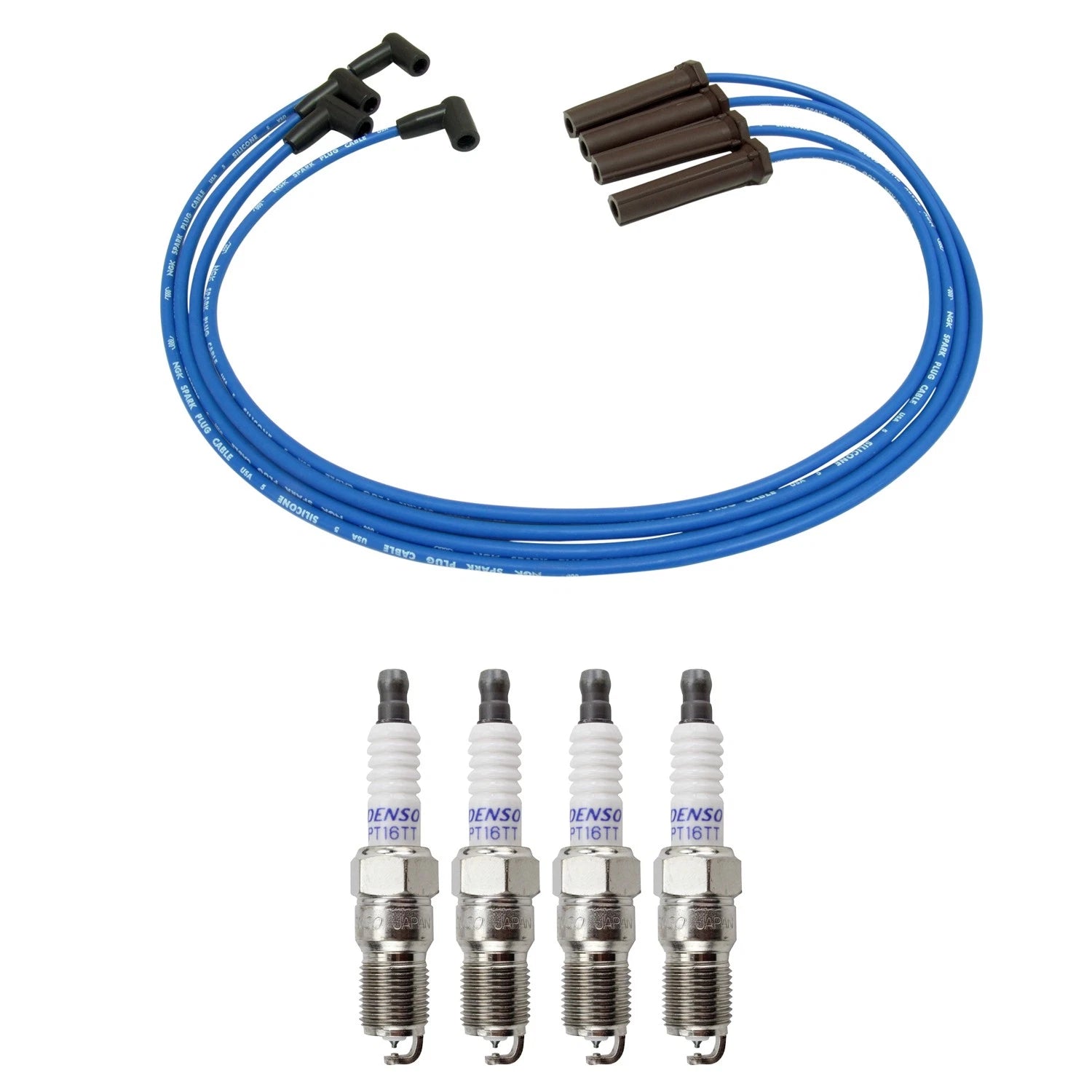 NGK Wire Set & Denso 4 Platinum TT Spark Plugs Kit for Hombre Sonoma S10 (1996–2004)