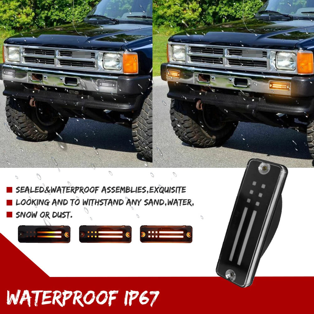 Amber LED Signal Lights with Smoked Lens for Toyota 4Runner & Pickup (1984–1988)
