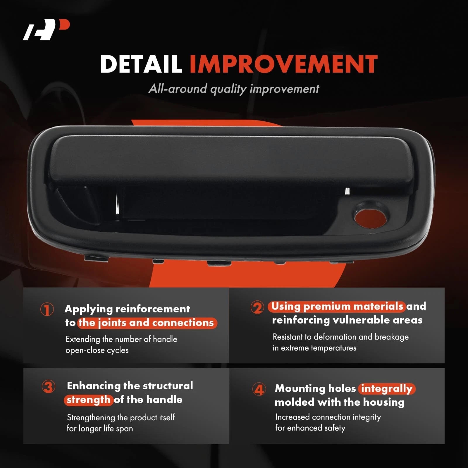 Front Left Textured Exterior Door Handle for Toyota Tacoma (1995–2004)