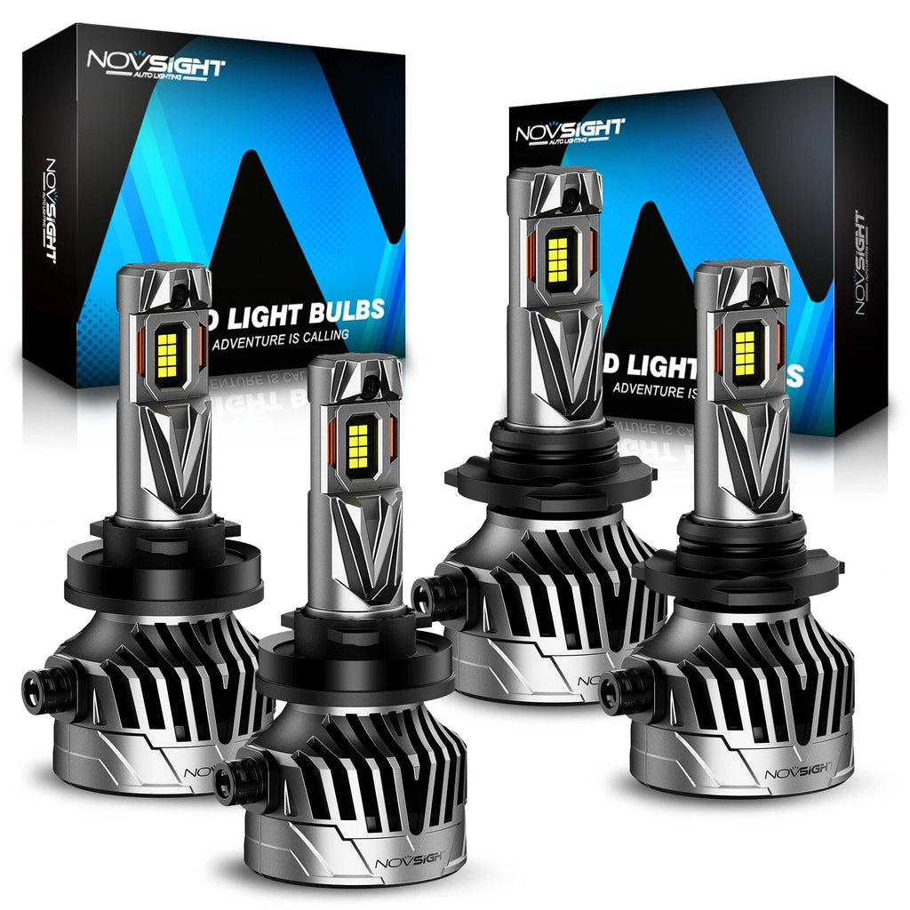 4X NOVSIGHT 9005/HB3 H11 LED Headlight Bulbs for High & Low Beam (6500K)