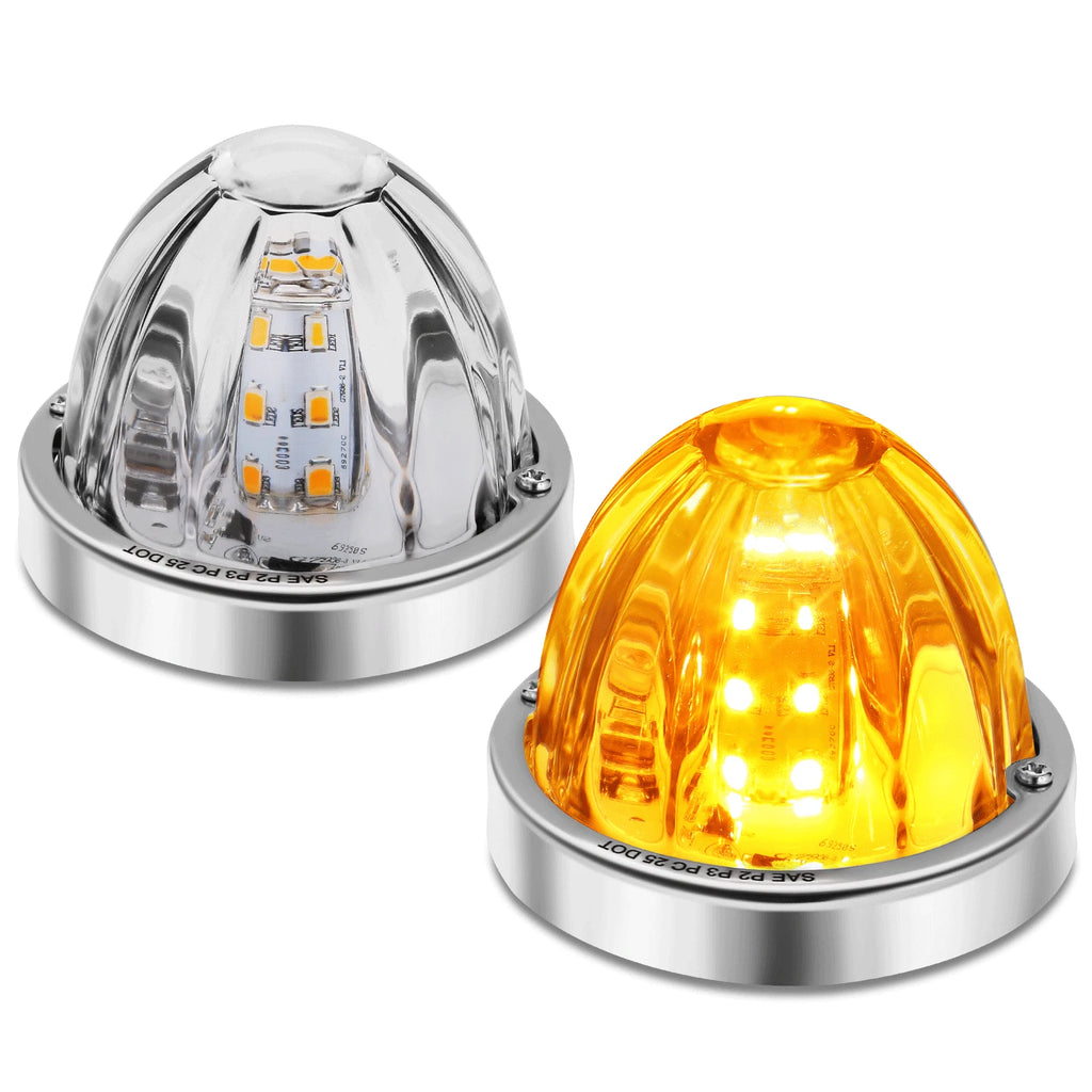 Pair Chrome Clear LED Side Marker Light Assembly for