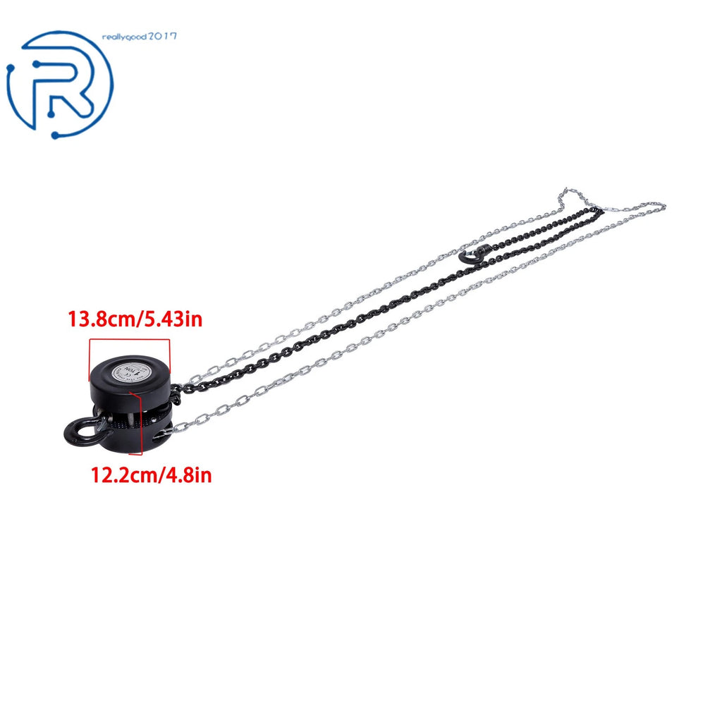 1 Ton Manual Chain Hoist for (10' Lift, 2 Hooks)
