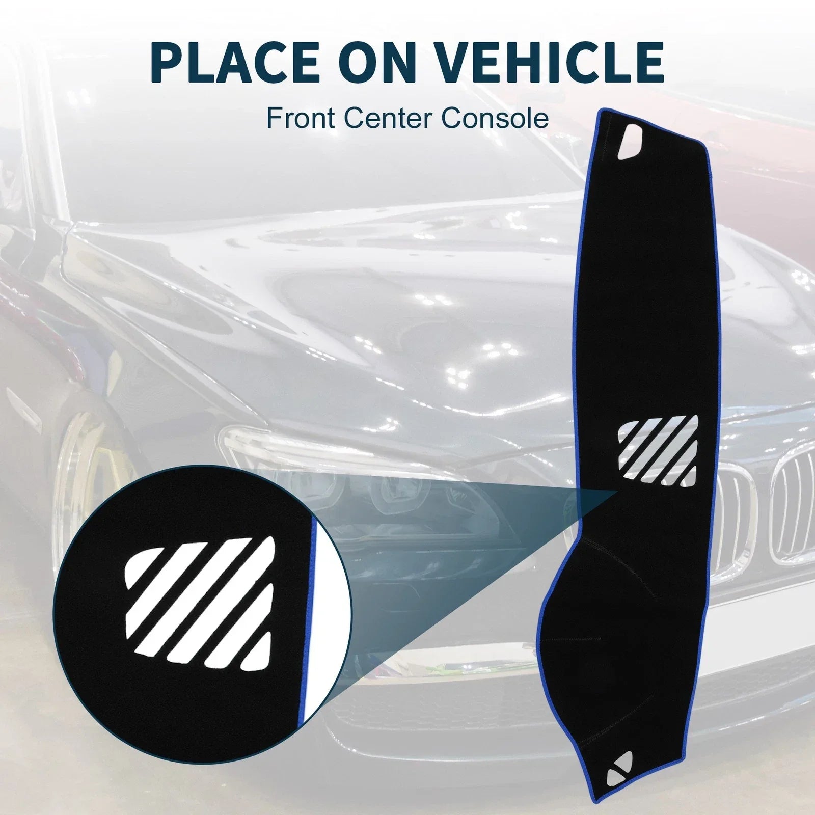 Dash Cover Mat for BMW 5 Series F10 F11 Sun Pad Black Blue (2010 - 2016)