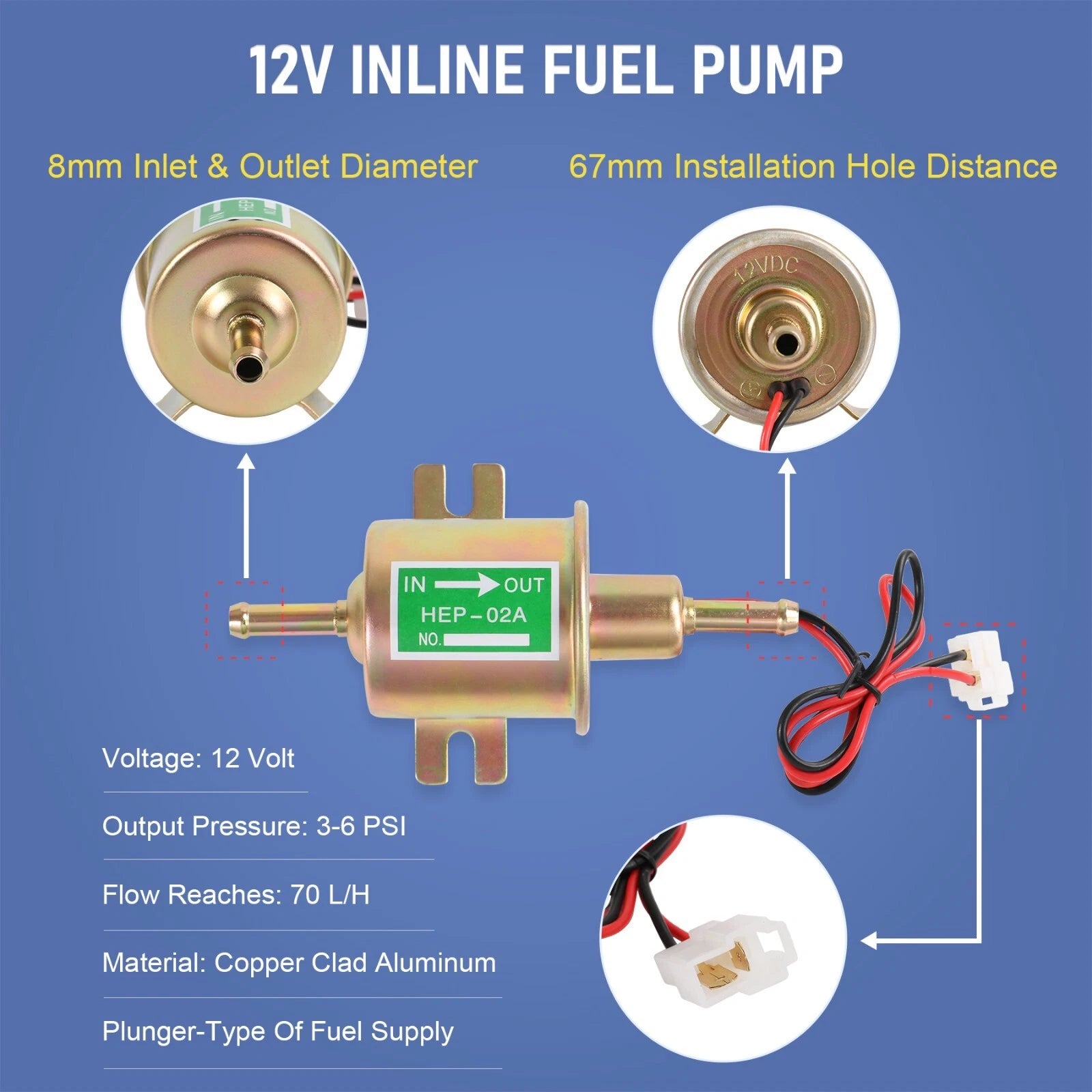 Electric Fuel Pump Kit for Universal Vehicles (12V 2.5-4psi)