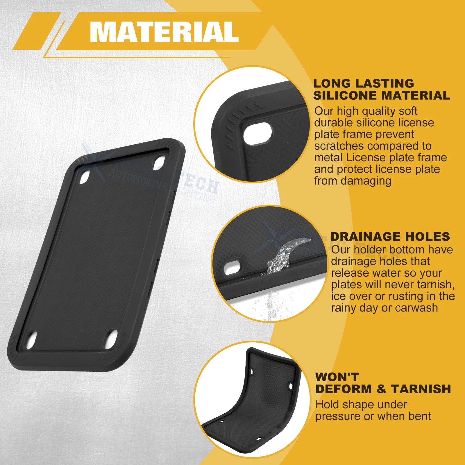 Rust-Proof Silicone License Plate Frame for Black Motorcycle (Universal) (2015-2025)