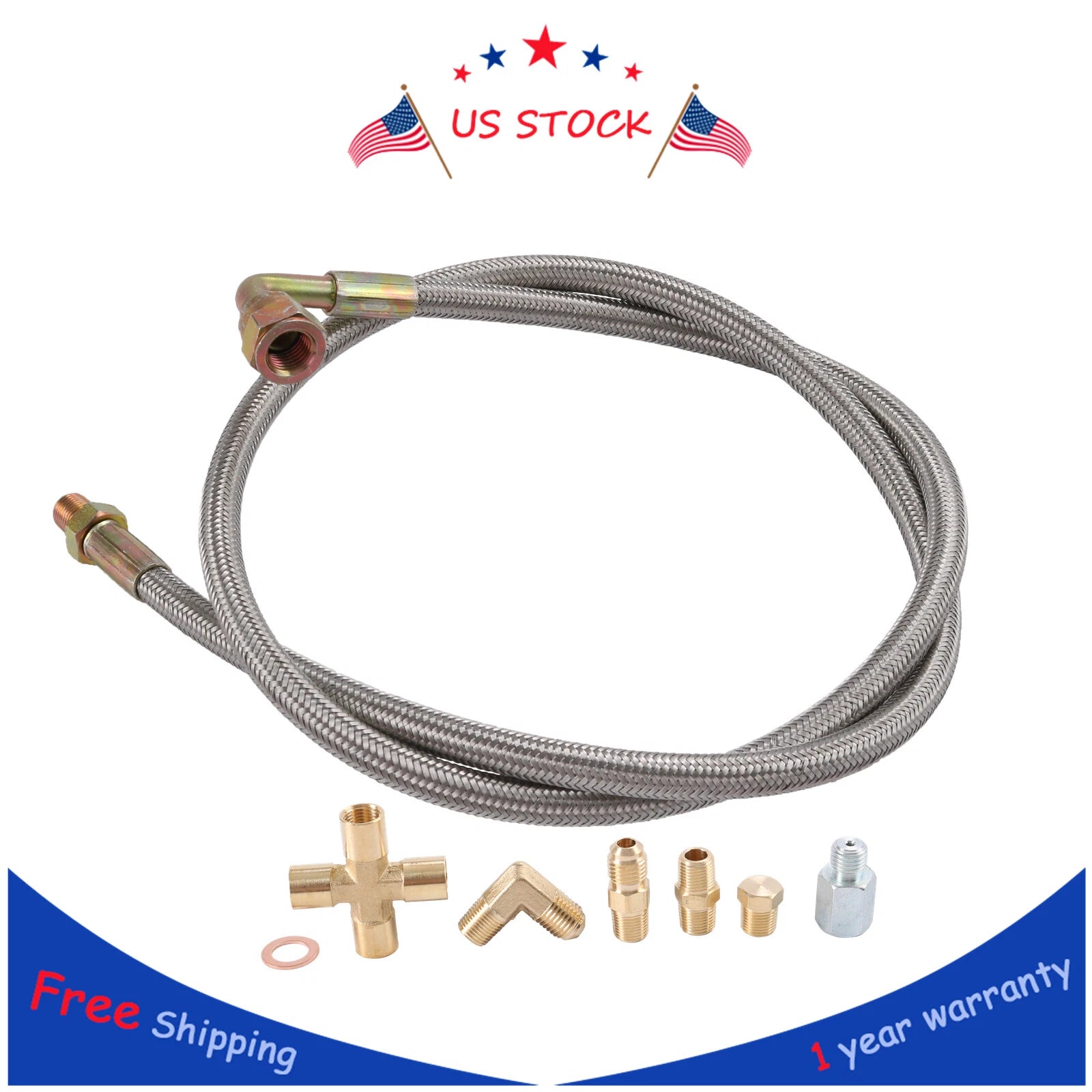 Turbo Oil Feed Line Kit for T3 T4 T04E GT35 GT45 (1/8 NPT)