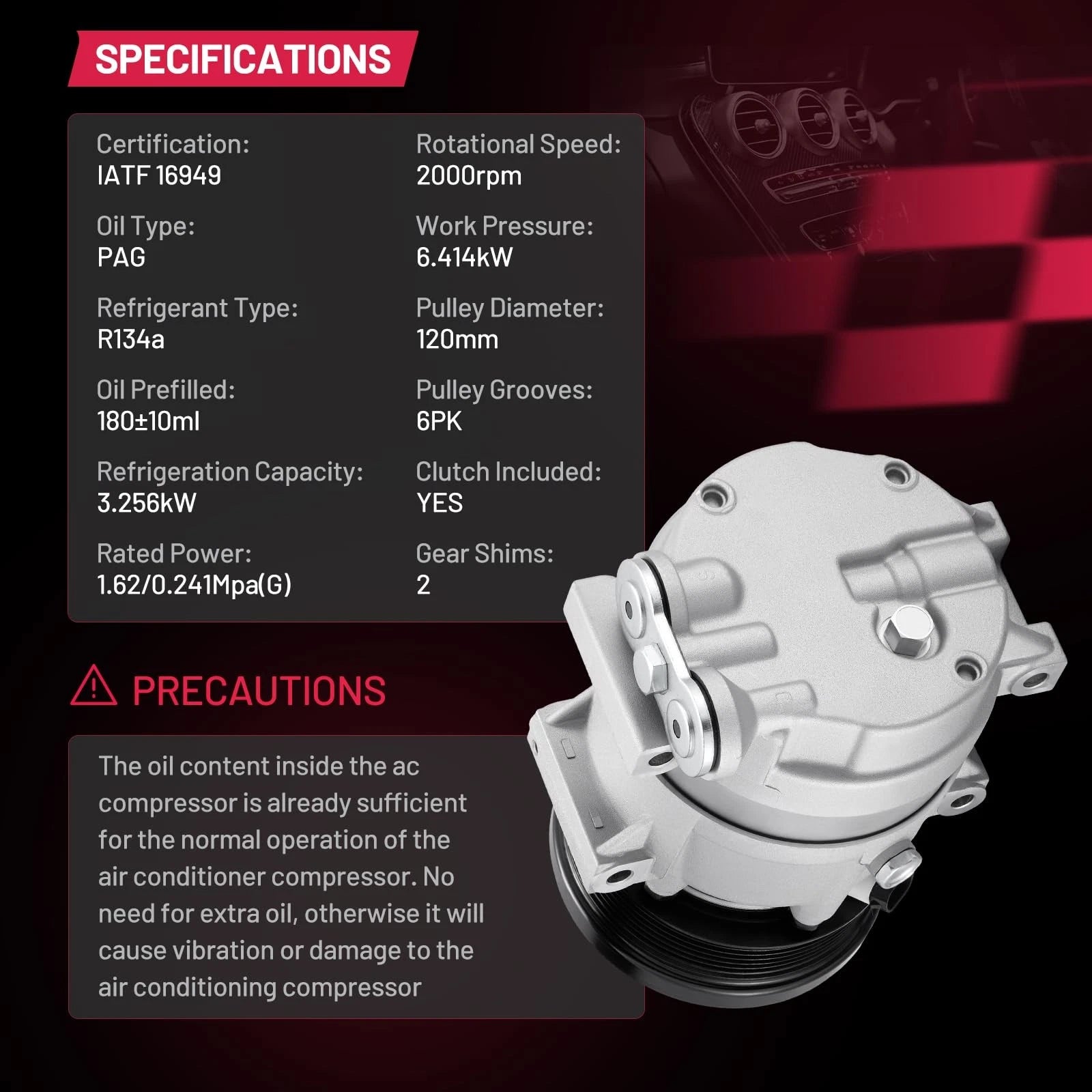 A/C Compressor for Pontiac Wave (2005–2008) & Chevrolet Aveo5 (2006–2008)