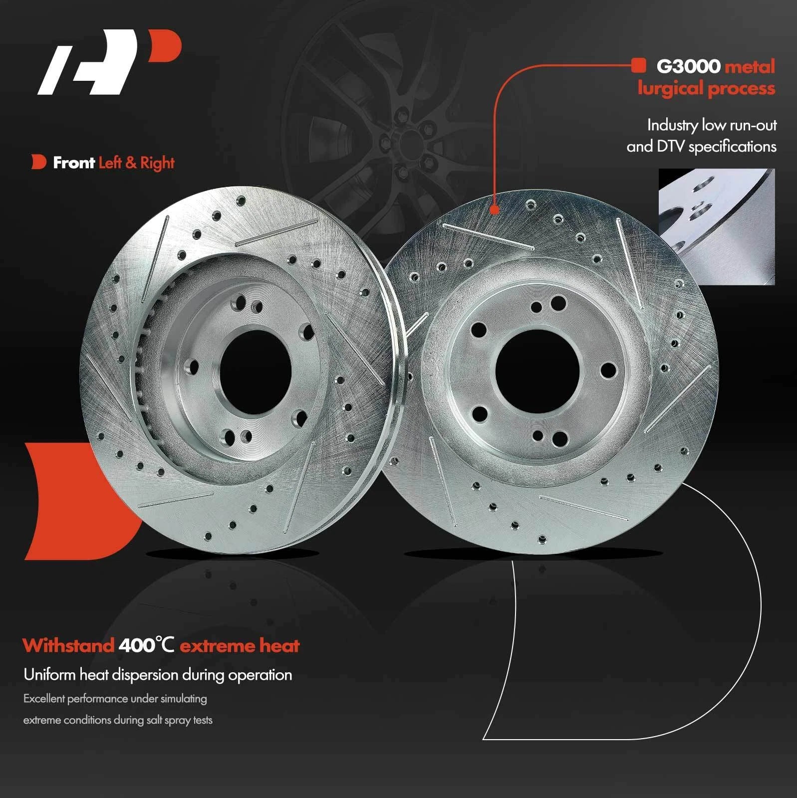 Front Drilled Brake Rotors & Ceramic Pads for Nissan Maxima (2000–2001)