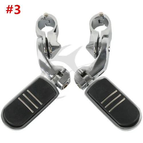 Chrome 1.25" Highway Short Angled Foot Pegs for Harley