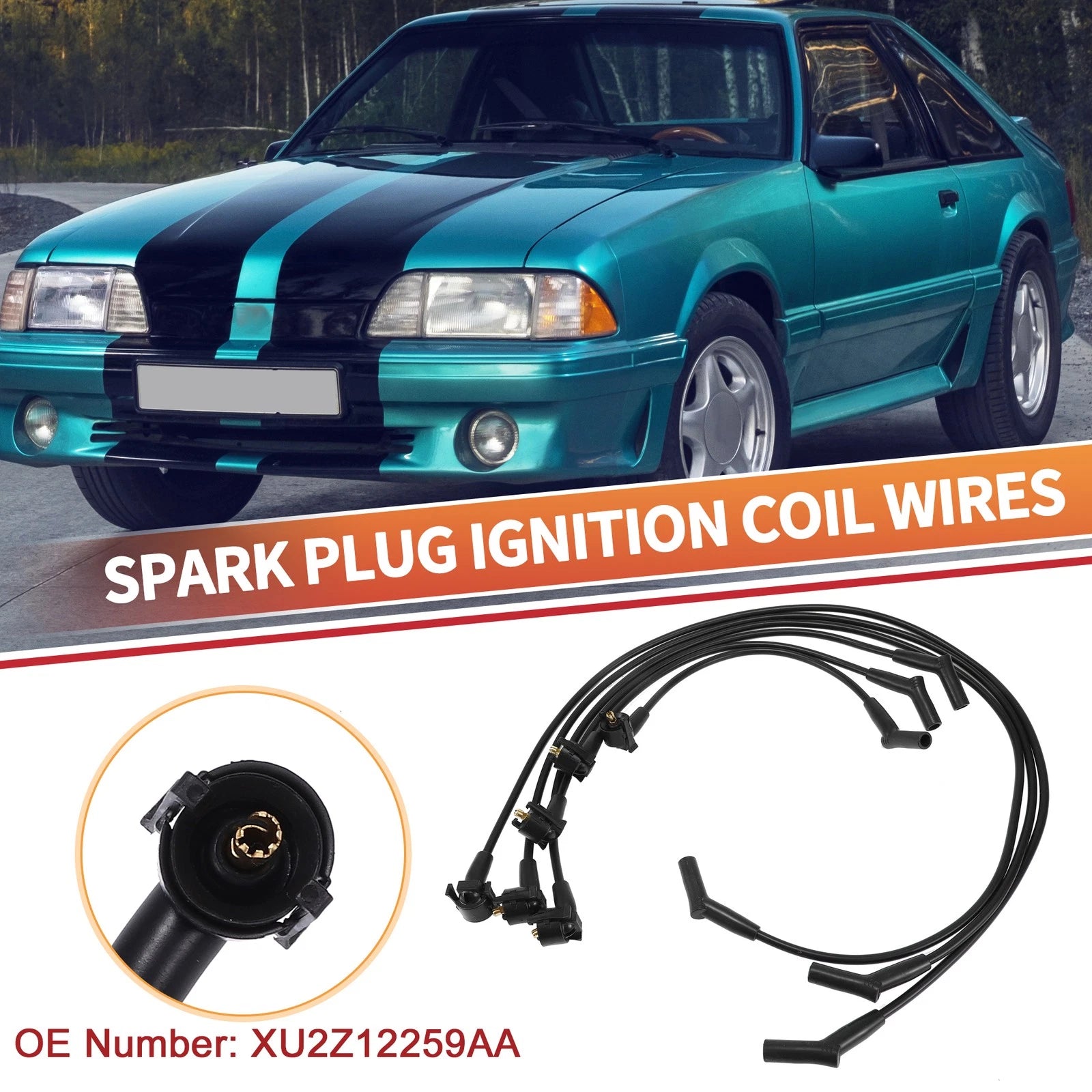6 Pcs Spark Plug Wire Ignition Coil Cable No.XU2Z12259AA for Ford Mustang (2005–2014)