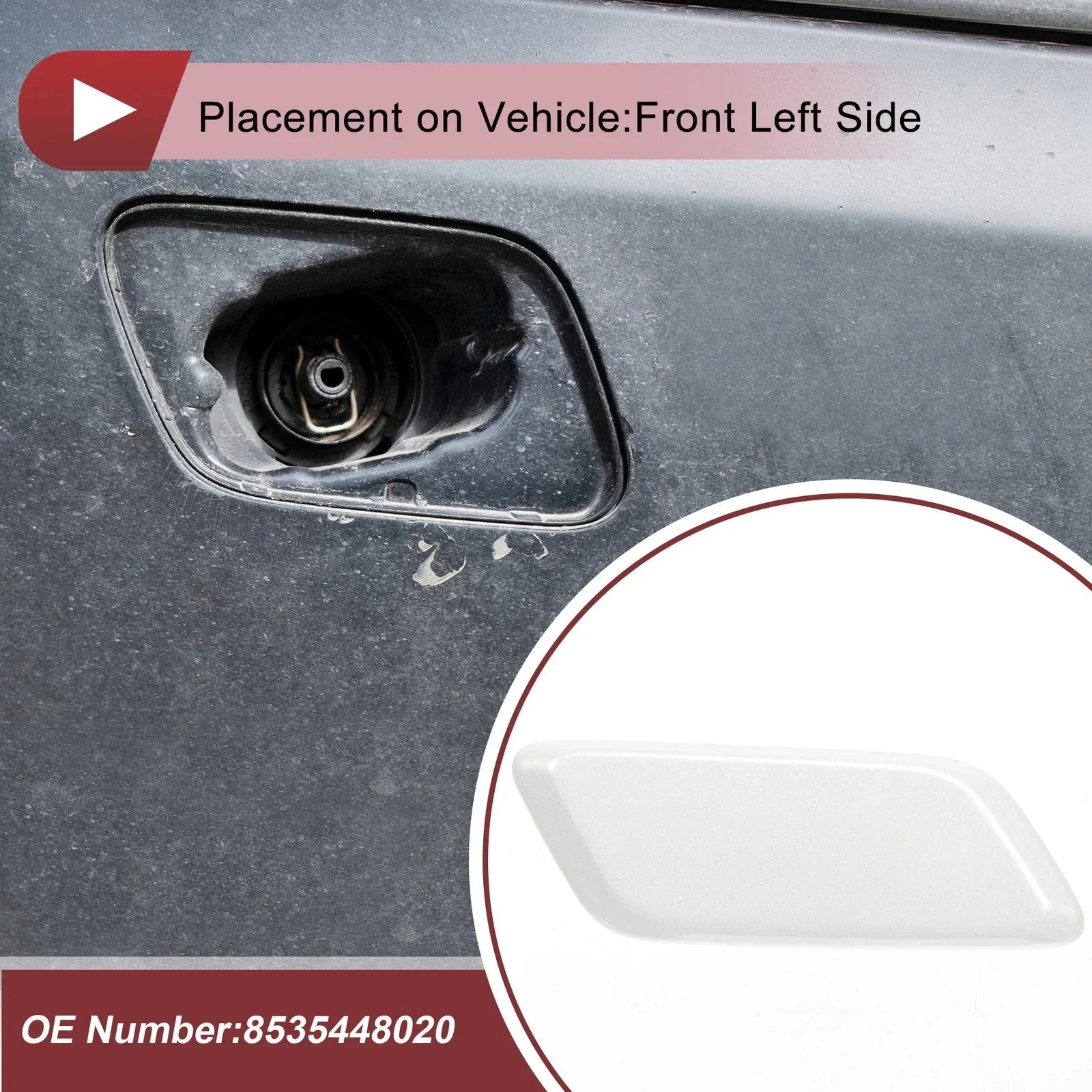 Front Left Headlight Washer Nozzle Cap for Lexus RX350 (2013-2015) White