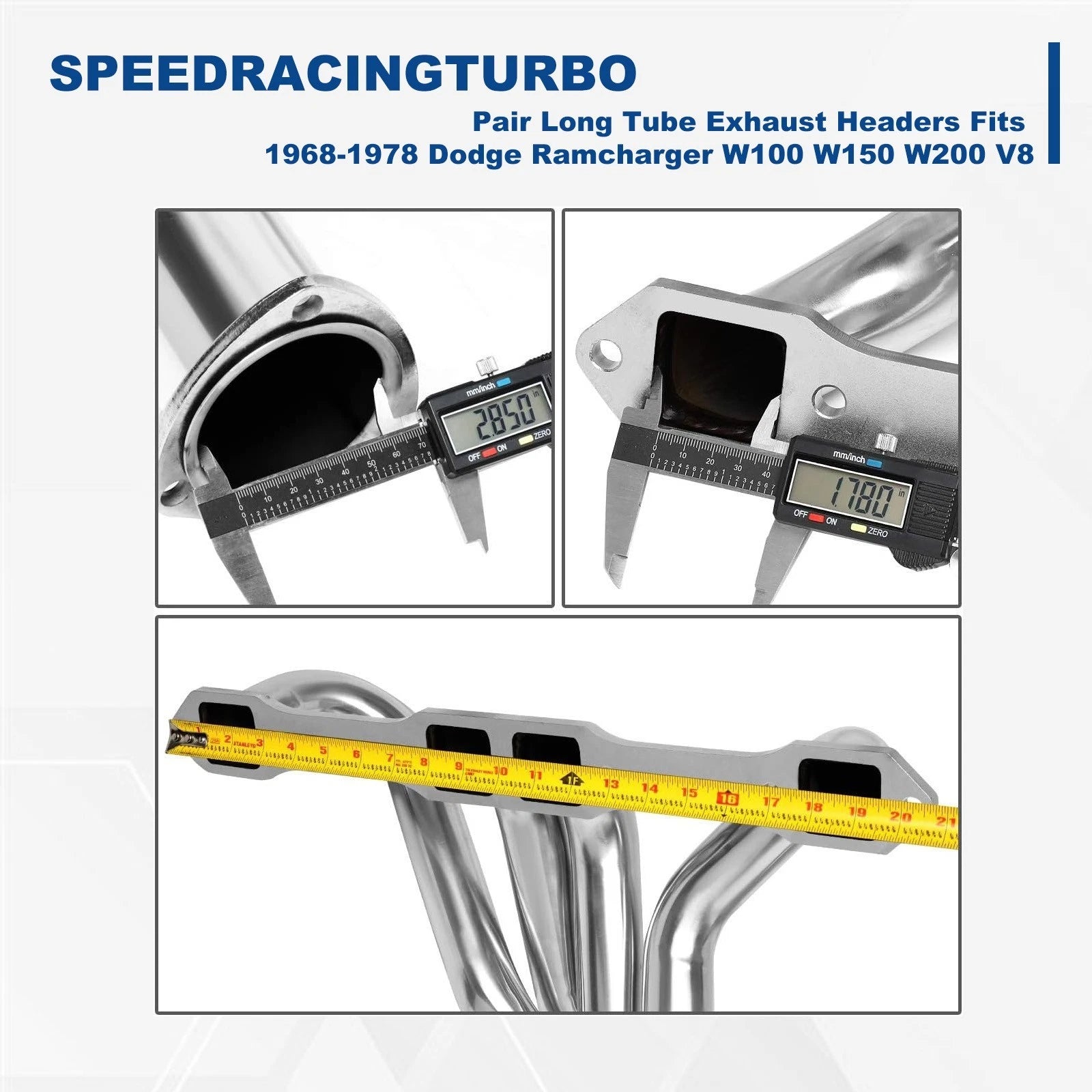 4-1 Long Tube Exhaust Manifold Headers for Dodge Plymouth 1968–1978 5.9-7.2 V8