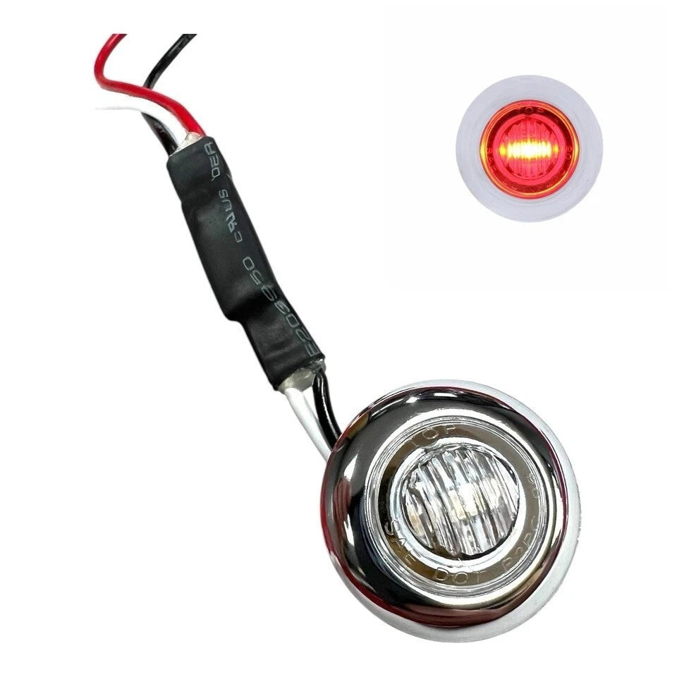 3 LED Mini Utility Marker Light Red Clear Lens for Trailer (3/4 in)
