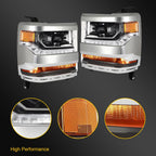 LED Headlights for Chevy Silverado 1500 (2016–2019) Chrome Housing