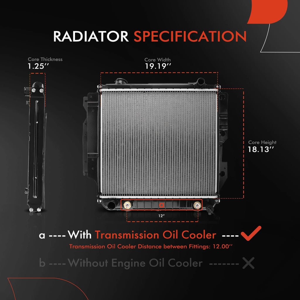 Radiator with Trans Oil Cooler for Jeep Wrangler (1987–1995, 1997–2006)