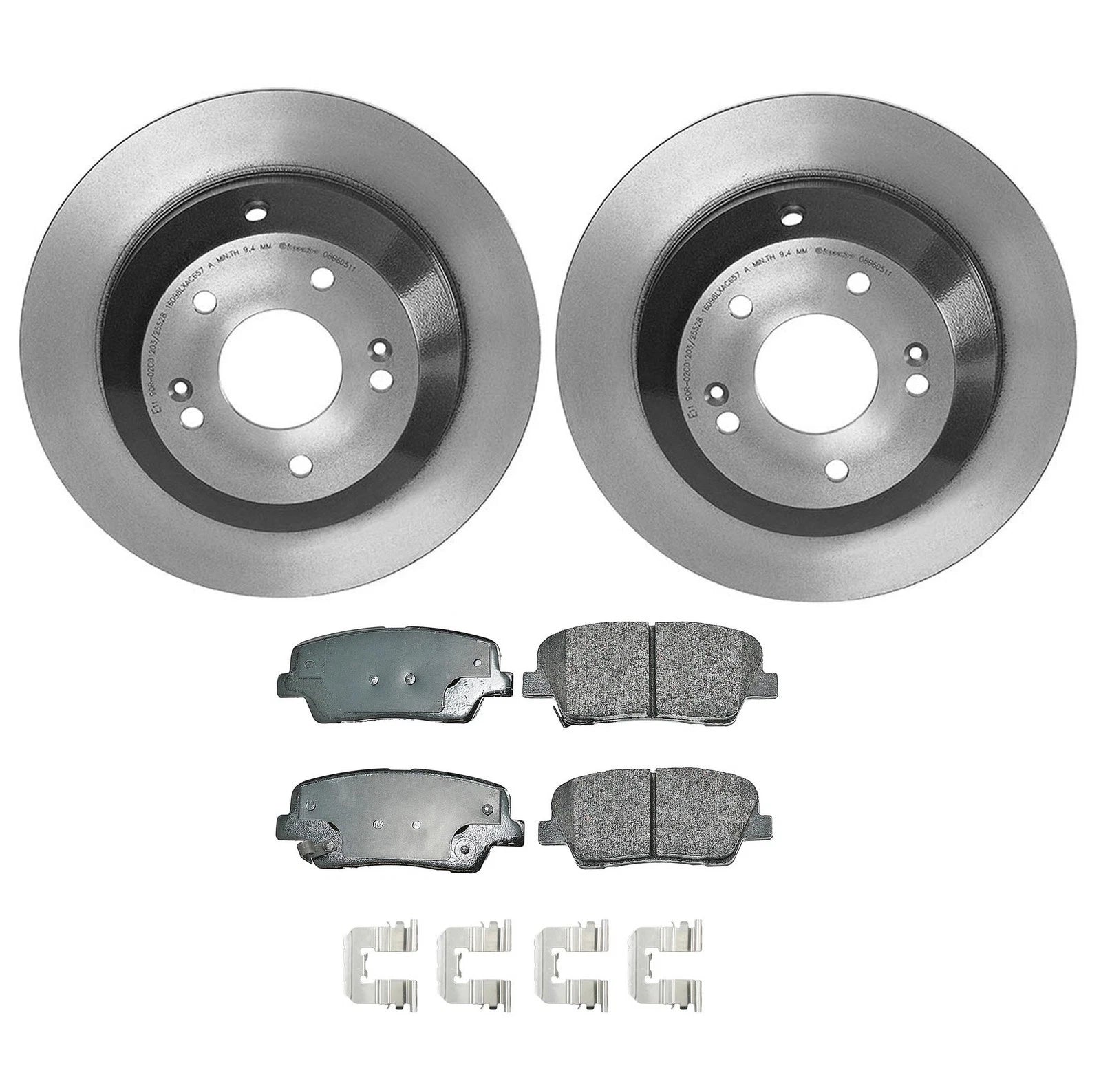 Set of 4 Akebono ProACT Rear Brake Pads & 313mm Rotors for Santa Fe Sport (2013–2019)
