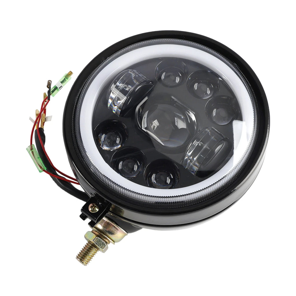 9-Bulb Fog Lamp Headlight 5.75" Black for Racer Bobber Chopper