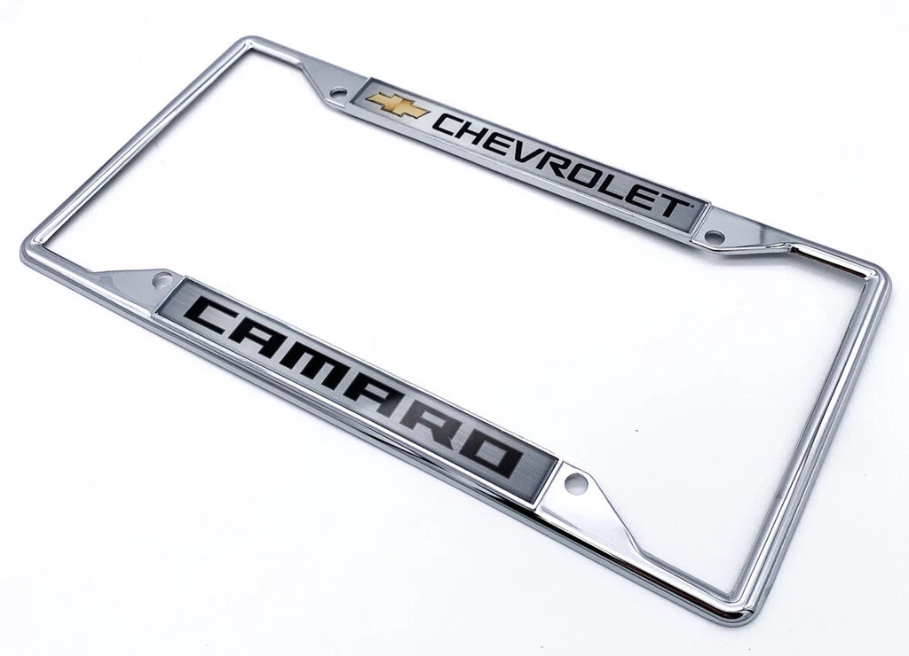 License Plate Frame Gold Bowtie Emblem Replacement for Chevy Camaro (2010–2024)