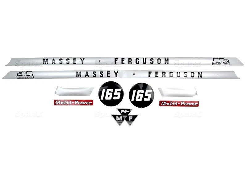 Bonnet Decal Set for Massey Ferguson 165 Tractors (1964–1975)
