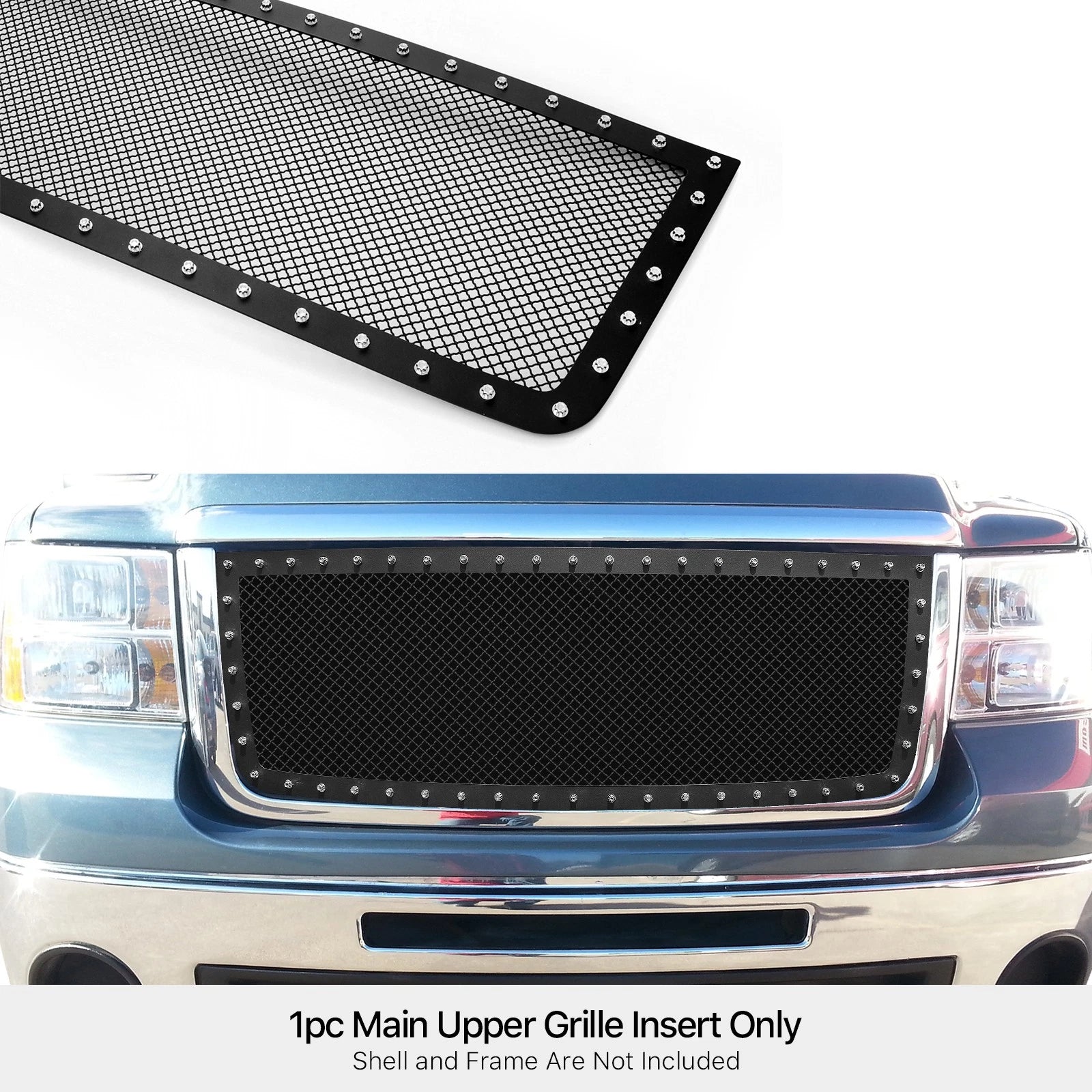 Stainless Black Mesh Rivet Grille for GMC Sierra 2500/3500 (2007-2010)