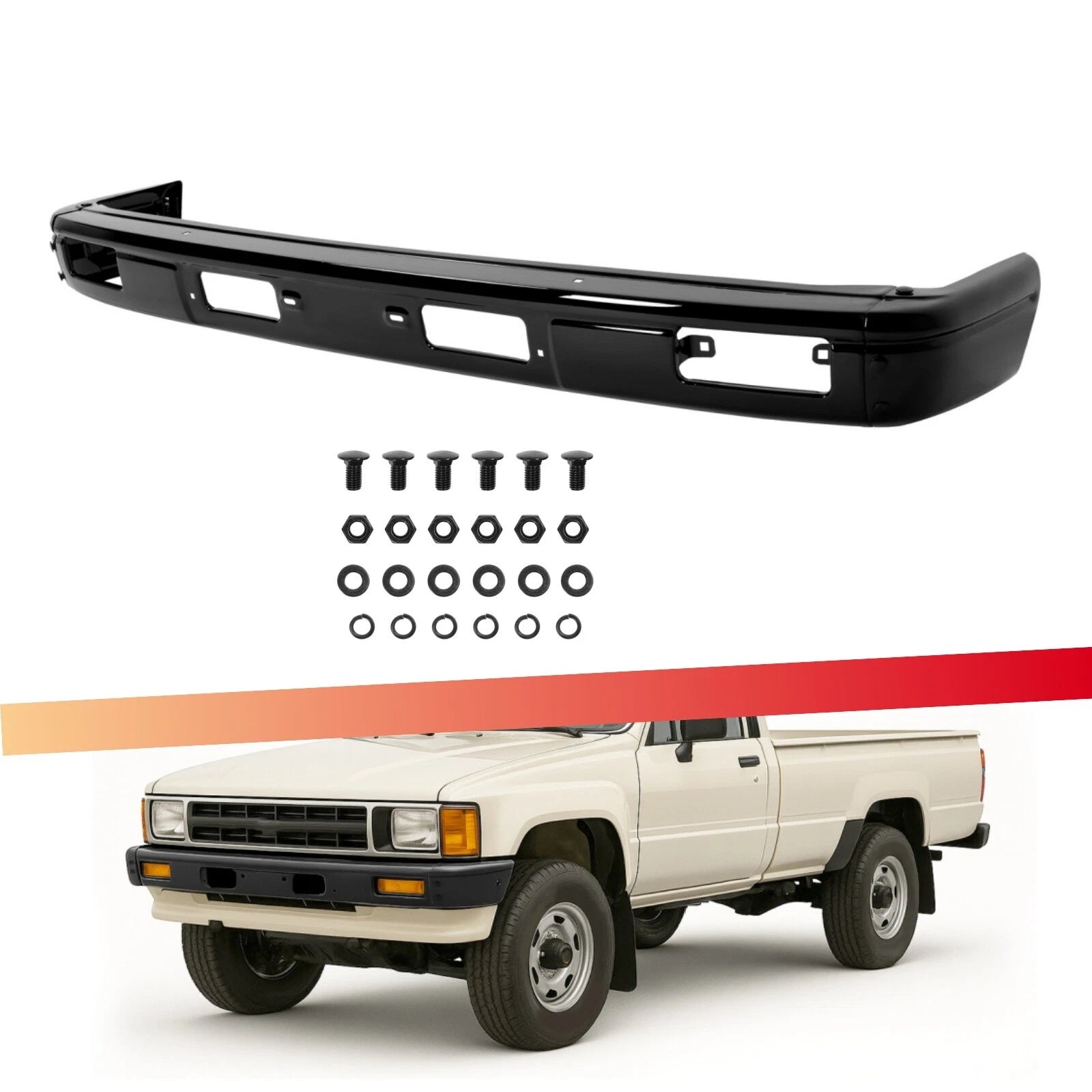 Front Bumper Face Bar with Fog Light Holes for Toyota Pickup 4Runner (1984–1988)