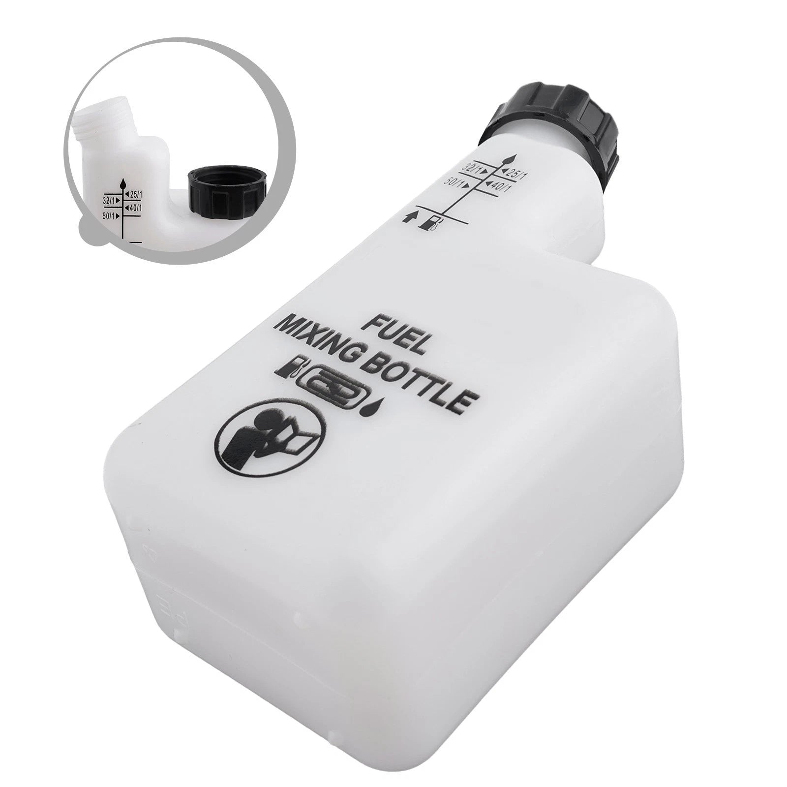 Fuel & Oil Mixing Bottle for Chainsaws & Brushcutters (1L, White Cap)
