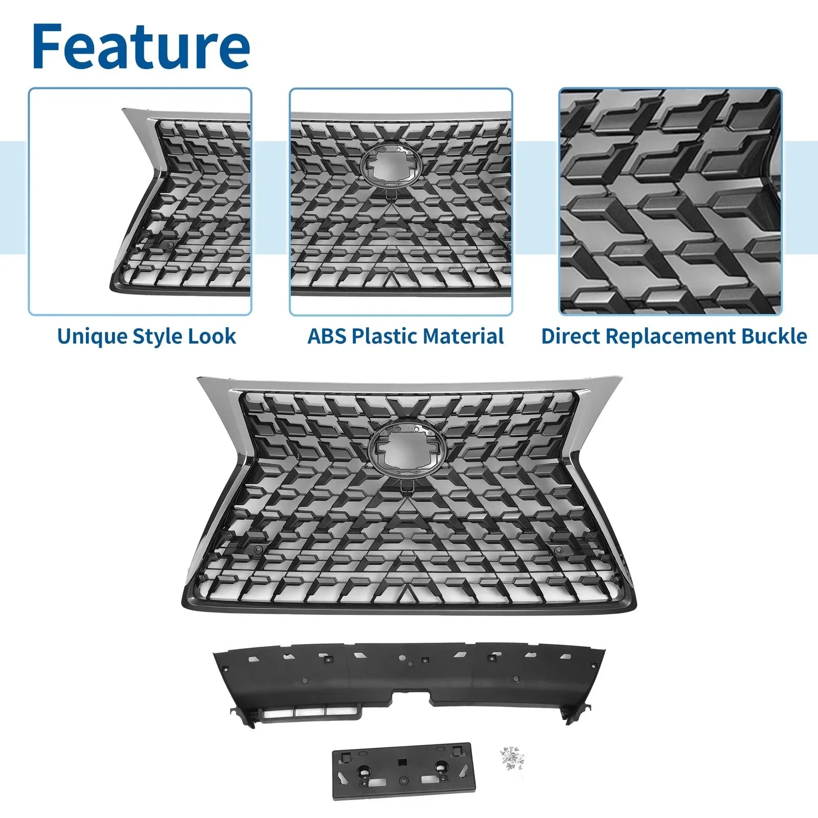 Front Hood Bumper Grille for Lexus GX460 Black (2021)