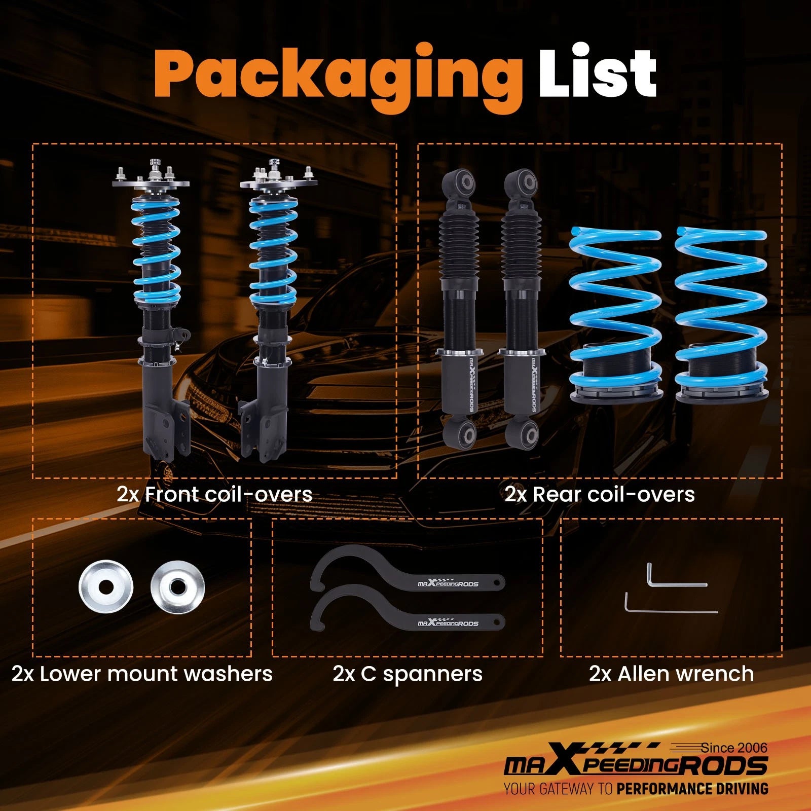 Coilovers 24 Level Damper Adjustable Suspension Kit for Honda Pilot (2003–2008)