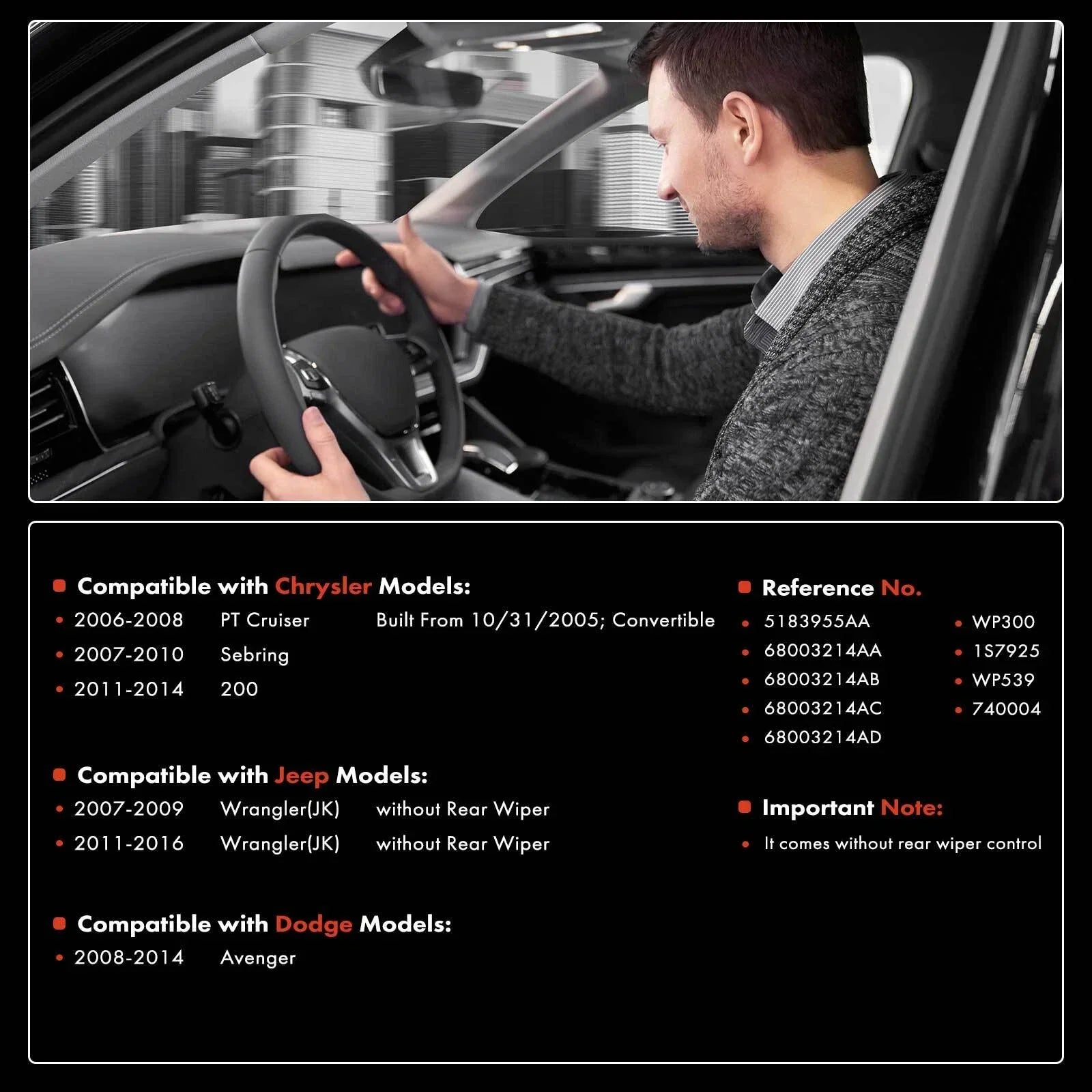 Windshield Wiper Switch for Jeep JK Wrangler Chrysler 200 Avenger (2011–2014)